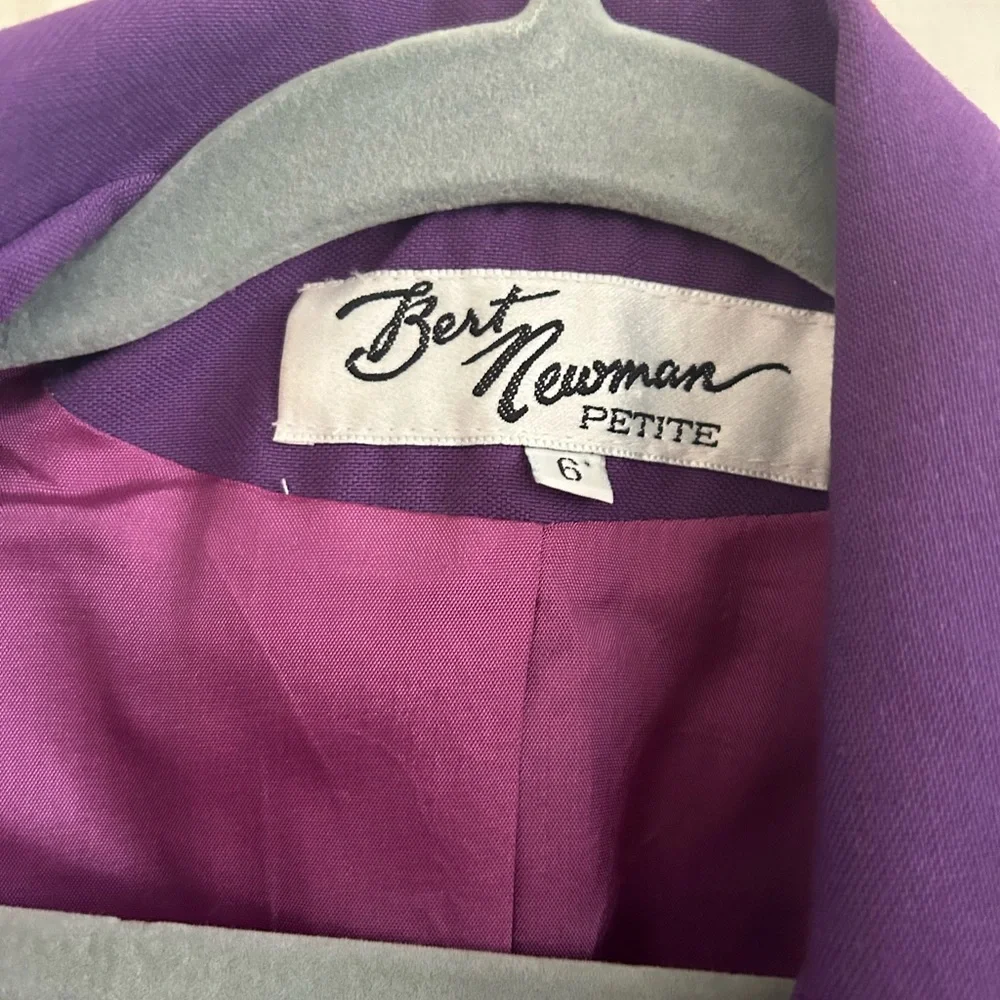 Purple Vtg Bert Newman Crop Bolero Jacket Blazer Petite size 6 - Picture 8 of 11